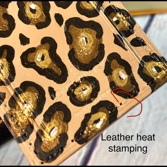 Louis Vuitton CUSTOM painted leather luggage name tag bag charm in leopard. - Picture 4 of 6